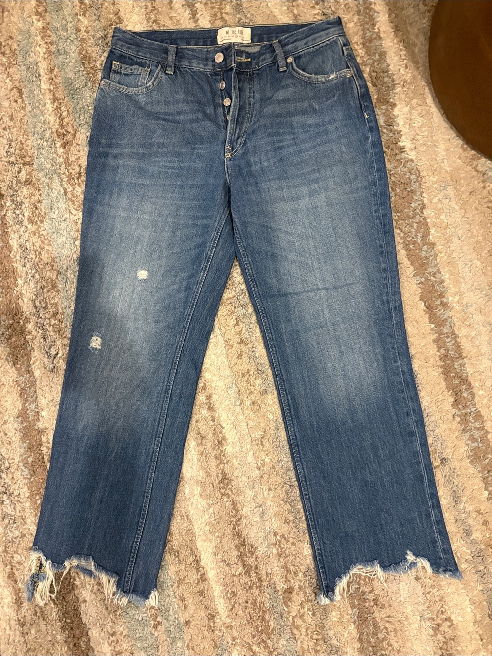 We The Free Mid-Rise Cropped Distressed Blue Denim Jeans